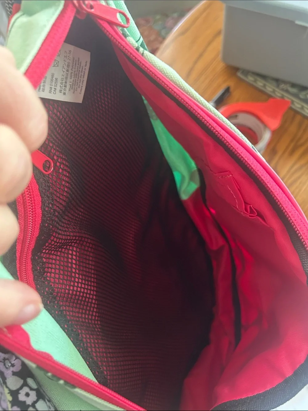 Kavu Mint Watermelon Sling Bag with Pink Accents